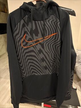 Nike Black & Orange Performance Hoodie with Zebra Print